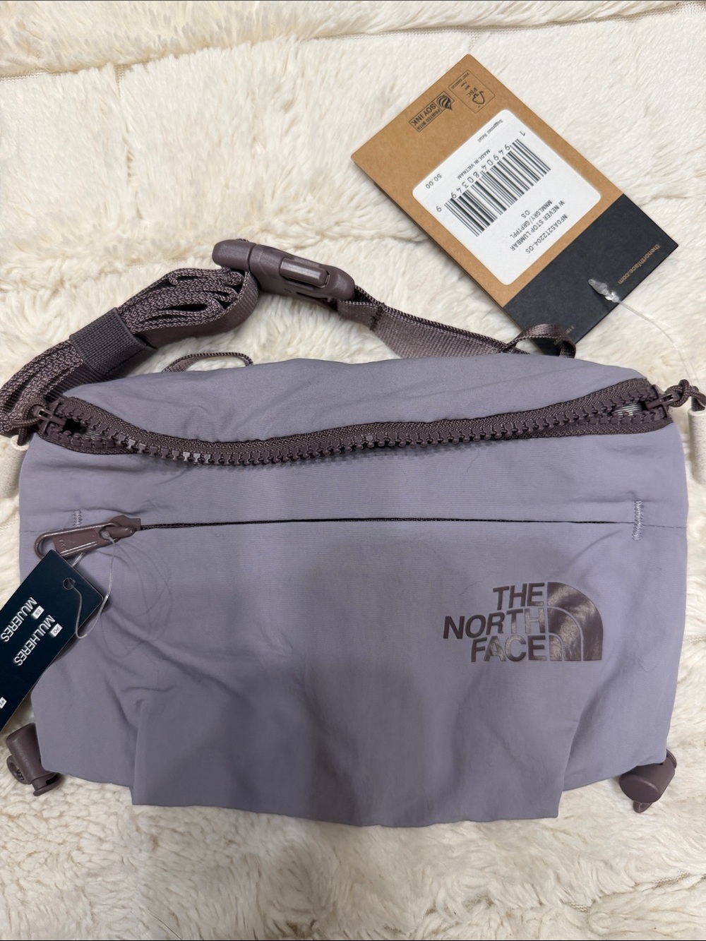 The North Face Purple Gray Crossbody Belt Bag NEVER STOP LUMBAR BAG NWT